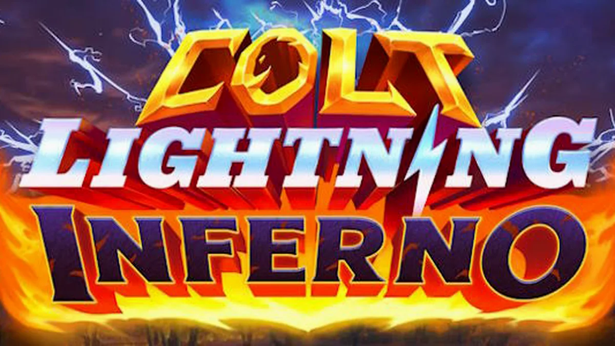Cena cinematográfica do slot Colt Lightning Inferno com elementos de fogo e eletricidade