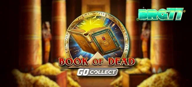 Cenário de templo antigo com elementos dourados do jogo Book of Dead GO Collect